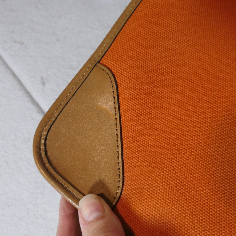 Michael Kors Womens Sullivan Messenger Bag L Tangerine Tan Canvas Leather Bold - Picture 8 of 16